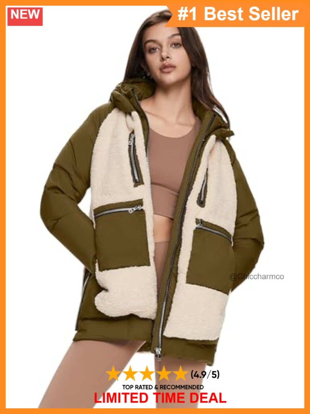 Womens Thickened Winter Down Coat Hooded Puffer Jacket 6 Pockets